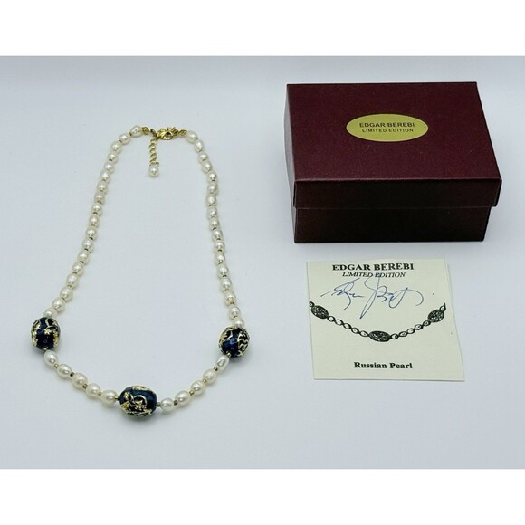 Edgar Berebi Russian Egg Fresh Water Pearl 17” Necklace Limited Edition 1996 - Picture 1 of 8